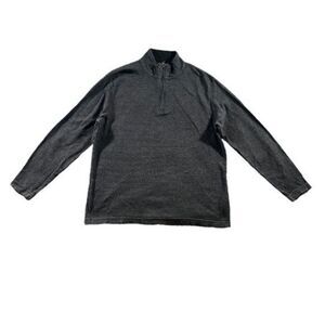 Ralph Lauren Chaps Sweatshirt Mens Size Large Gray Black 1/4 Quarter Zip Sweater